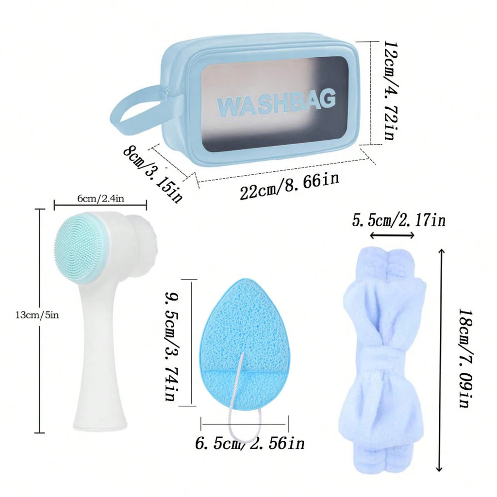 7-piece Home Skincare Set: Facial Cleansing Brush, Mask Sponge, Hair Band, Storage Bag, Multi-functional Beauty Tools