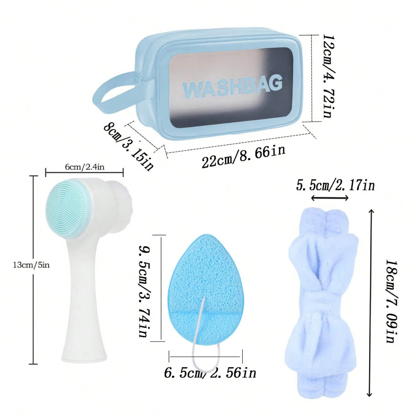 7-piece Home Skincare Set: Facial Cleansing Brush, Mask Sponge, Hair Band, Storage Bag, Multi-functional Beauty Tools
