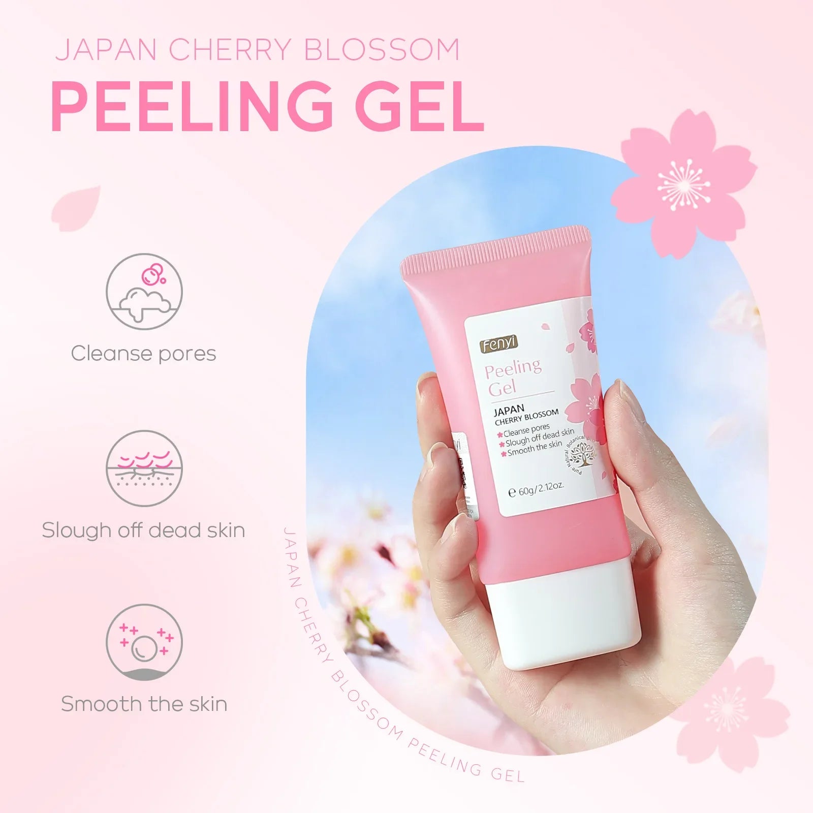 Sakura Face Deep Cleaning Exfoliating Gel – Whitening, Moisturising & Skin Repair Facial Scrub 60g