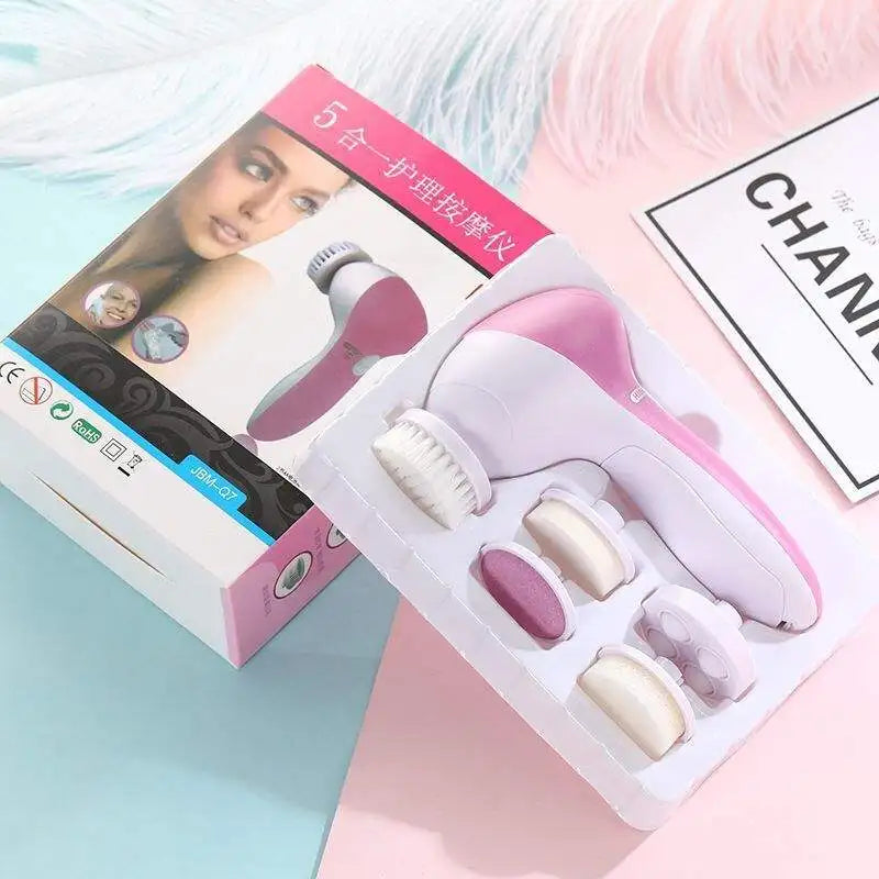 5-in-1 Electric Facial Cleansing Brush – Deep Clean, Massage & Blackhead Removal