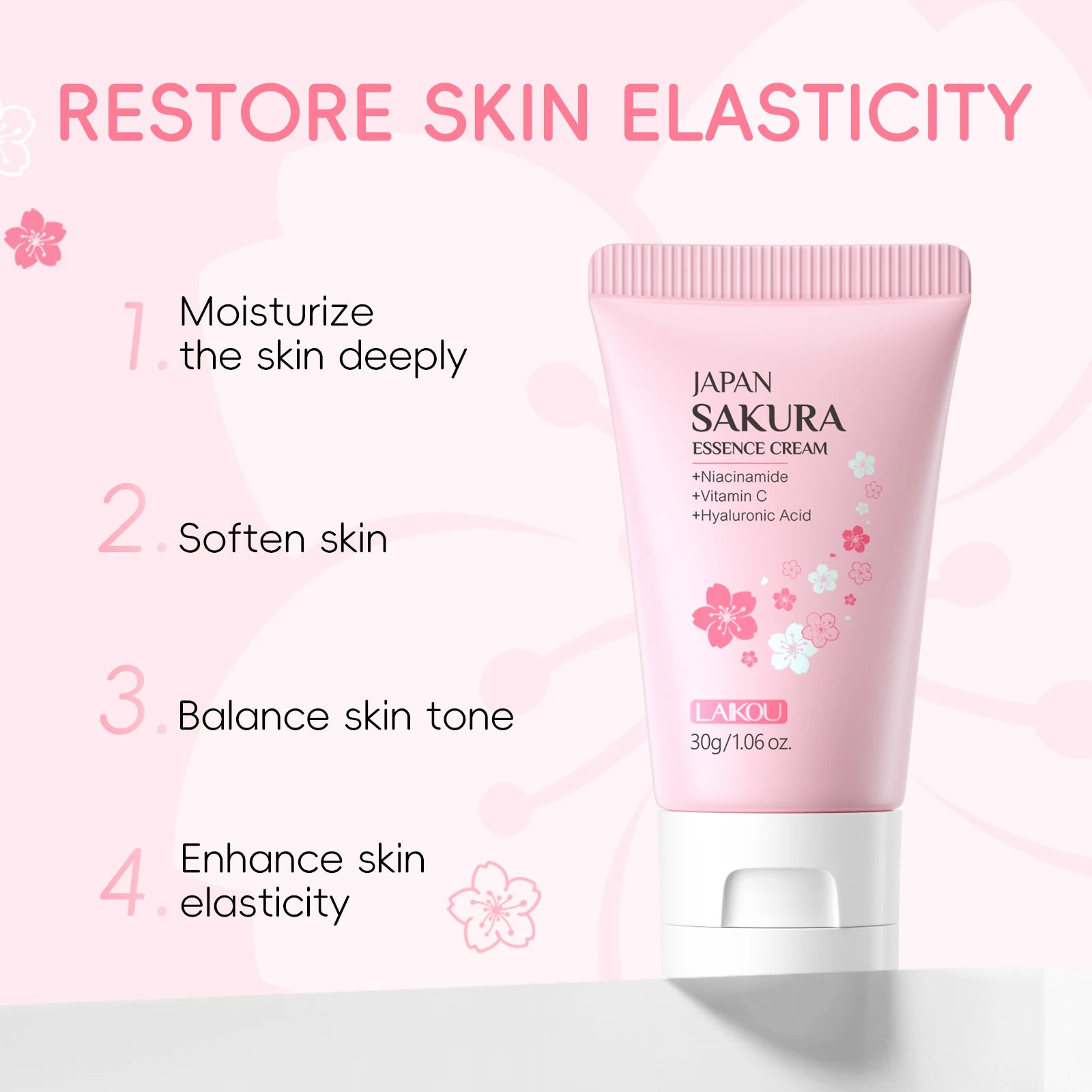 LAIKOU Sakura Full Facial Care Set – Cleanser, Toner, Serum, Eye Cream, Mud Mask & Moisturiser