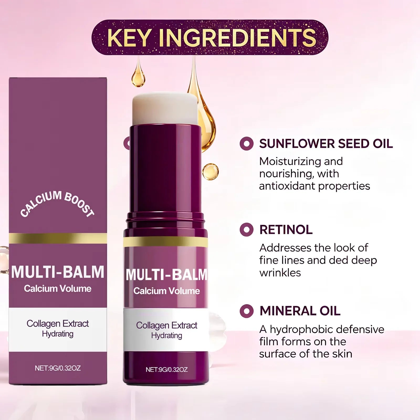 Calcium Skincare Set -Anti Aging Firming Serum Cream Fade Fine Lines Brighten Eye Patches Multi Balm Collagen Boosting Face Care