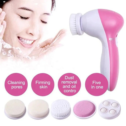 5-in-1 Electric Facial Cleansing Brush – Deep Clean, Massage & Blackhead Removal