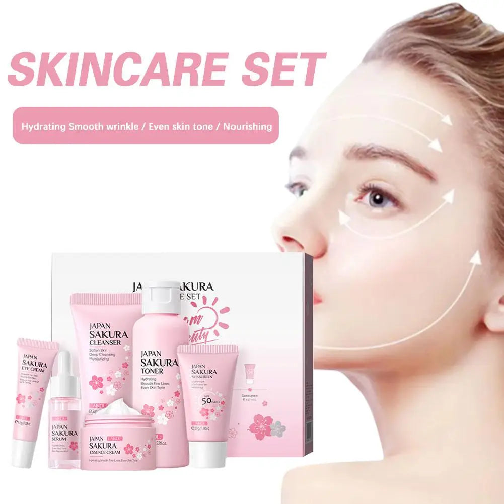 6-Piece Sakura Skin Care Set – Hydrating, Brightening & Firming Beauty Kit for Women