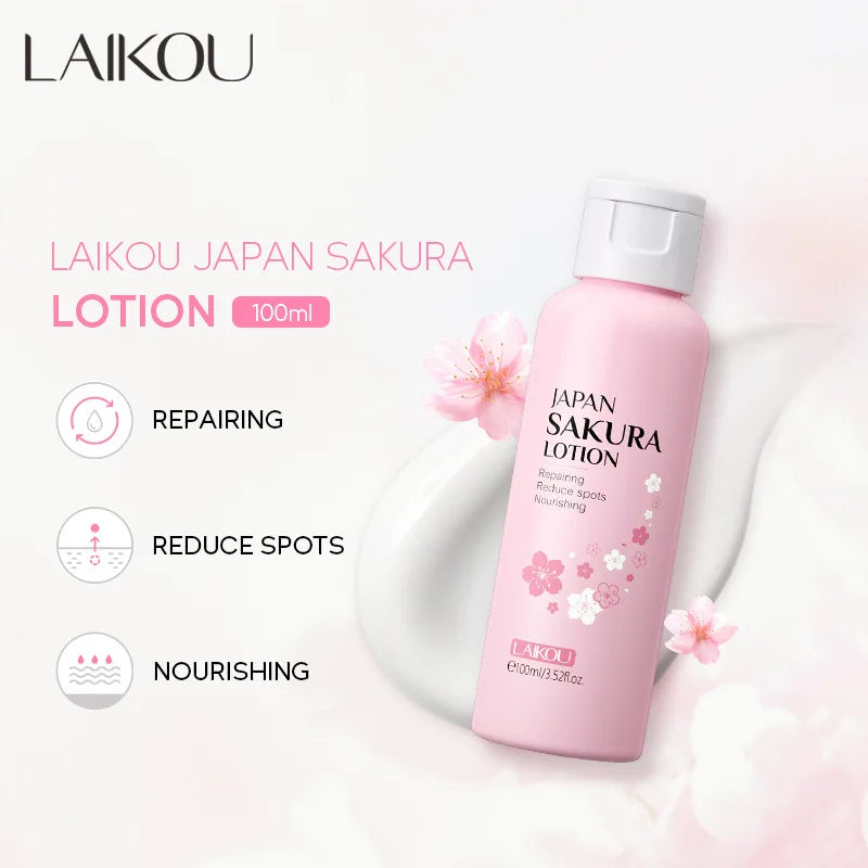 LAIKOU Japan Sakura Complete Skincare Set – Cleanser, Serum, Toner, Eye Cream & Sunscreen