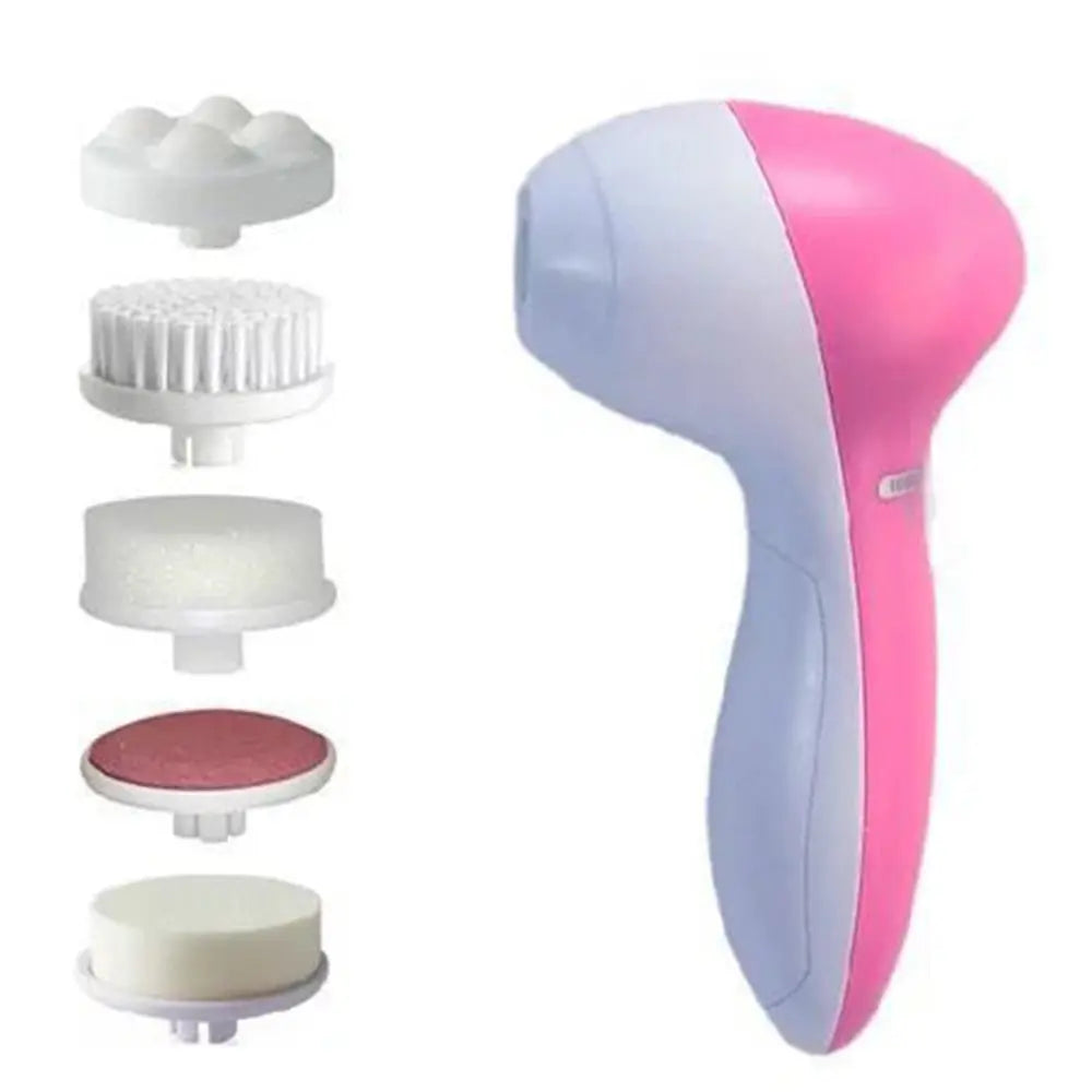 5-in-1 Electric Facial Cleansing Brush – Deep Clean, Massage & Blackhead Removal
