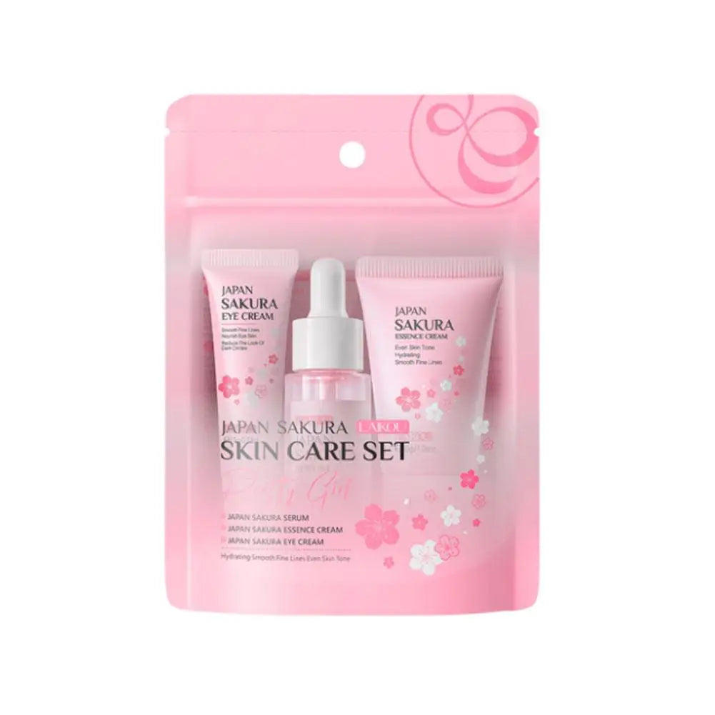 Sakura 3-Piece Skin Care Kit for Women – Face Cream, Eye Serum & Face Essence Gift Box