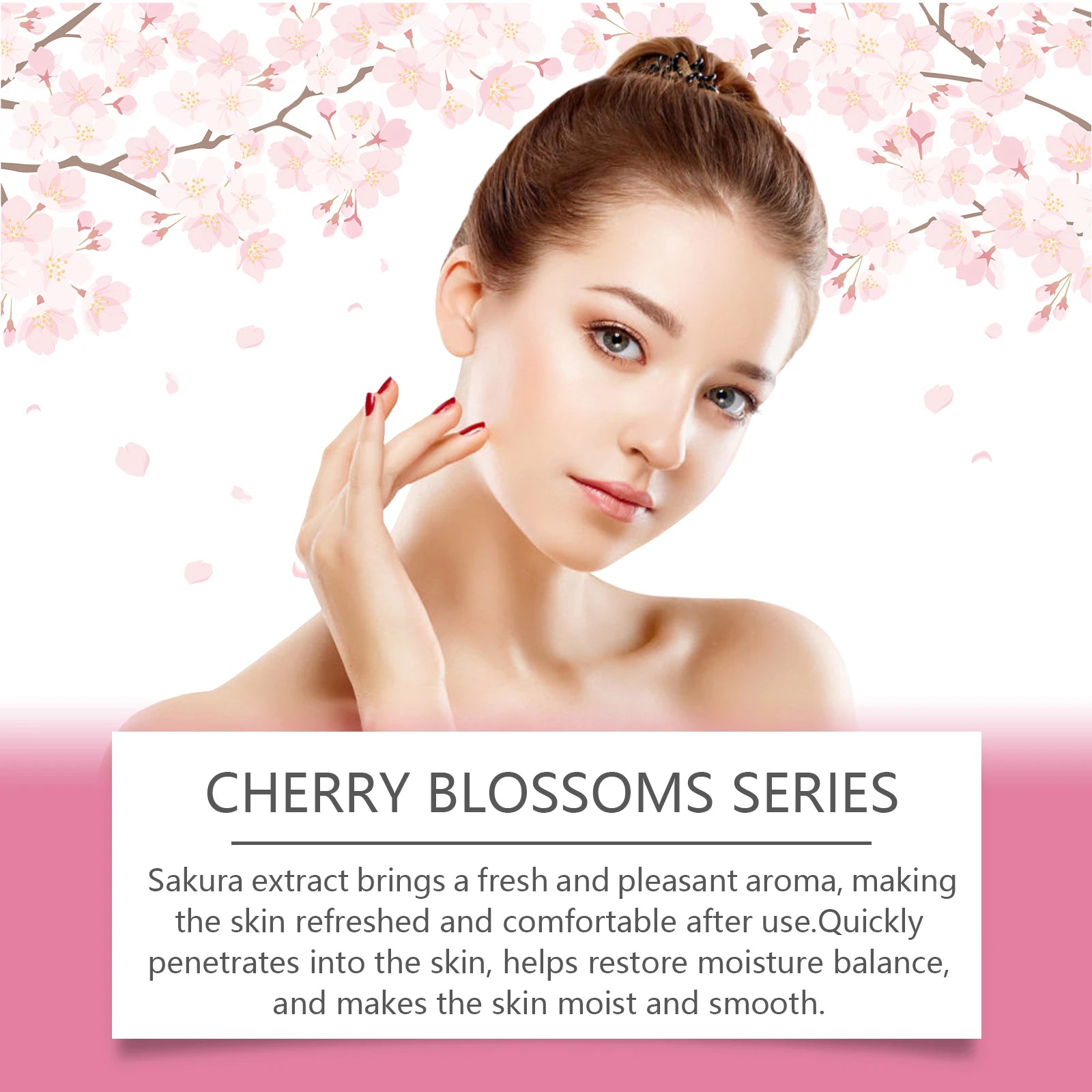 Sakura Skincare Set for Women – Moisturiser, Serum, Toner, Cleanser & Eye Cream Anti-Wrinkle Kit